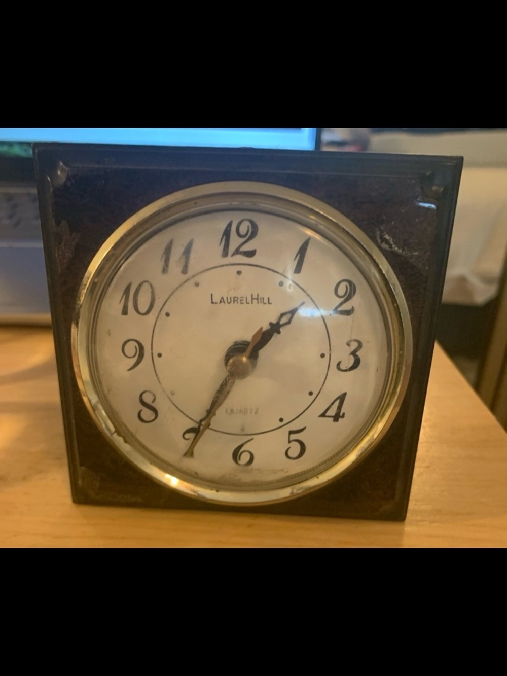 Laurelhill Black and Gold Square Mantel Clock